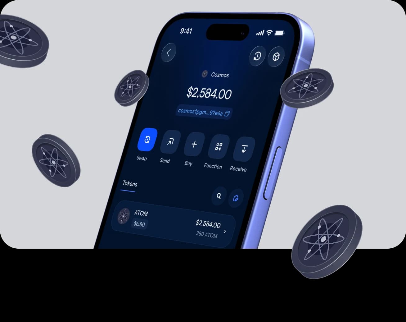 The Vultisig vault open on Cosmos, with its balance and actions