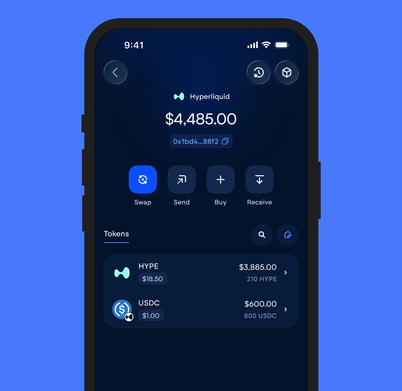 The Vultisig vault open on Hyperliquid, showing its balance and token list
