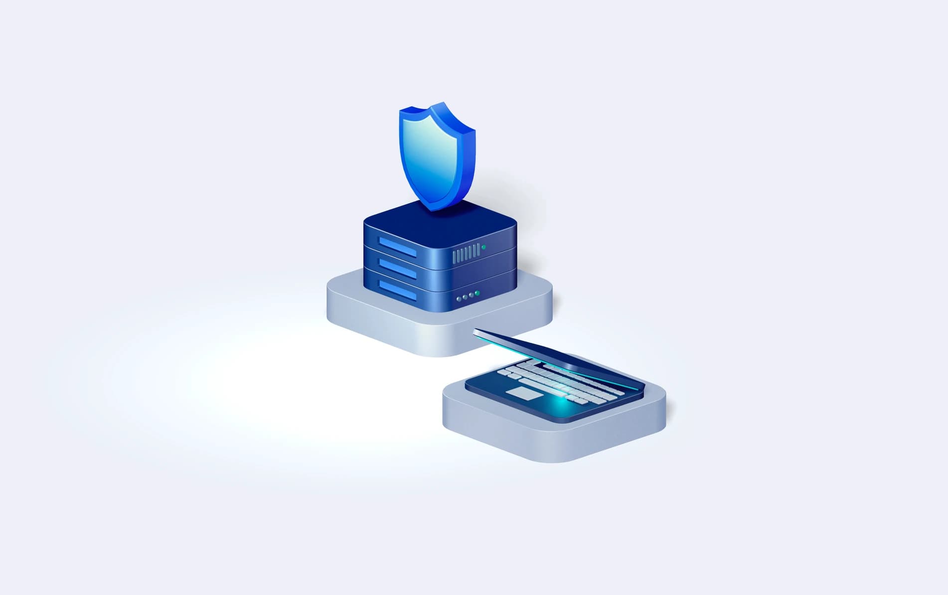 Single server tray guarded by a shield, next to a laptop signing a transaction